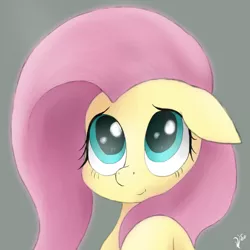 Size: 1500x1500 | Tagged: safe, artist:vladislav_180, derpibooru import, fluttershy, pony, bust, cute, female, floppy ears, gradient background, looking up, mare, portrait, shyabetes, smiling, solo