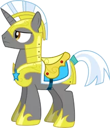 Size: 5186x6000 | Tagged: safe, artist:chainchomp2, derpibooru import, pony, unicorn, the crystal empire, .svg available, absurd resolution, armor, helmet, hoof shoes, male, royal guard, royal guard armor, saddle, simple background, solo, stallion, tack, tail wrap, transparent background, unicorn royal guard, vector