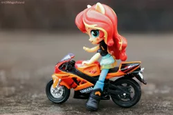 Size: 6000x4000 | Tagged: safe, artist:artofmagicpoland, derpibooru import, sunset shimmer, equestria girls, doll, equestria girls minis, motorcycle, solo, song reference, toy