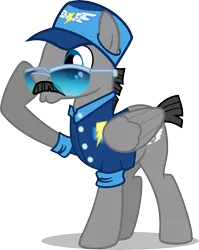 Size: 6000x7531 | Tagged: safe, artist:chainchomp2, derpibooru import, whiplash, pegasus, pony, wonderbolts academy, absurd resolution, clothes, facial hair, hat, male, moustache, raised hoof, short tail, simple background, stallion, sunglasses, transparent background, uniform