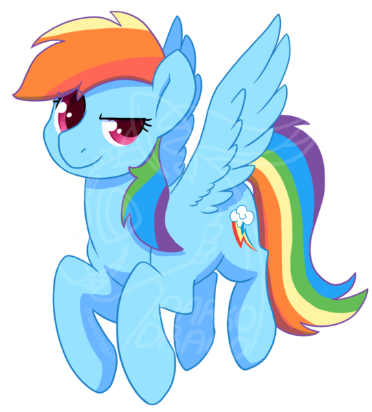 Size: 900x996 | Tagged: safe, artist:darkodraco, derpibooru import, rainbow dash, pegasus, pony, female, mare, obtrusive watermark, simple background, smiling, solo, spread wings, transparent background, watermark, wings