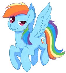 Size: 900x996 | Tagged: safe, artist:darkodraco, derpibooru import, rainbow dash, pegasus, pony, female, mare, obtrusive watermark, simple background, smiling, solo, spread wings, transparent background, watermark, wings