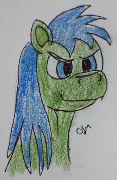 Size: 924x1420 | Tagged: safe, artist:rapidsnap, derpibooru import, oc, oc:rapidsnap, unofficial characters only, pony, evil smirk, solo, traditional art