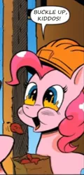 Size: 338x702 | Tagged: artist:andypriceart, chili pepper, comics, derpibooru import, edit, editor:symphonic sync, hard hat, idw, paper bag, pinkie pie, safe, spoiler:comic25