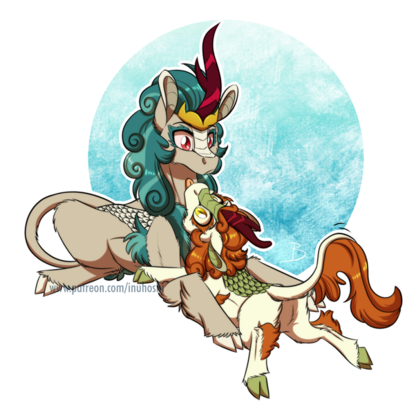 Size: 1474x1463 | Tagged: safe, artist:inuhoshi-to-darkpen, derpibooru import, autumn blaze, rain shine, kirin, sounds of silence, :p, awwtumn blaze, cloven hooves, colored hooves, cute, duo, female, prone, quadrupedal, shineabetes, silly, simple background, slit eyes, sploot, tongue out, transparent background