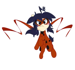 Size: 1280x1195 | Tagged: safe, artist:turtlefarminguy, derpibooru import, ponified, pony, angry, blush sticker, blushing, crossover, cute, female, mare, marinette dupain-cheng, miraculous ladybug, simple background, transparent background