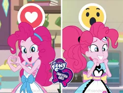 Size: 2048x1536 | Tagged: safe, derpibooru import, pinkie pie, coinky-dink world, eqg summertime shorts, equestria girls, equestria girls series, the craft of cookies, spoiler:eqg series (season 2), apron, clothes, cute, diapinkes, facebook, facebook reactions, heart, heart hands, logo, server pinkie pie, wow