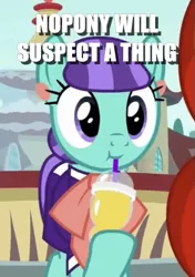 Size: 397x564 | Tagged: safe, derpibooru import, edit, edited screencap, screencap, mixed berry, pony, the parent map, caption, cropped, drink, image macro, solo focus, text