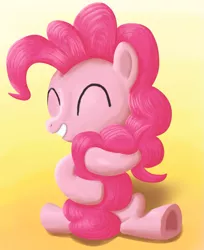 Size: 821x1007 | Tagged: safe, artist:tech--pony, derpibooru import, pinkie pie, earth pony, pony, eyes closed, female, gradient background, mare, smiling, snuggling, solo, underhoof