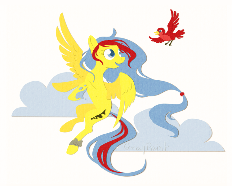 Size: 3217x2581 | Tagged: safe, artist:graypaint, derpibooru import, oc, oc:dry pastelle, bird, pegasus, pony, craft, papercraft, simple background