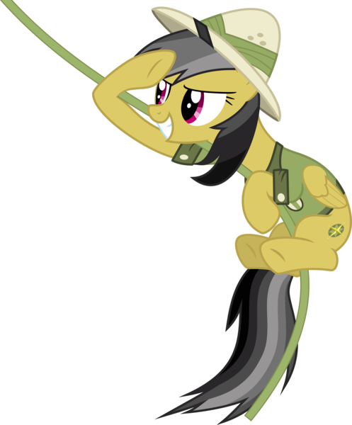 Size: 6000x7247 | Tagged: safe, artist:chainchomp2, derpibooru import, daring do, pegasus, pony, read it and weep, absurd resolution, clothes, female, hat, mare, pith helmet, salute, simple background, smiling, smirk, solo, transparent background, underhoof, vector, vine