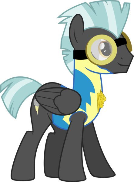 Size: 4417x6000 | Tagged: safe, artist:chainchomp2, derpibooru import, thunderlane, pegasus, pony, wonderbolts academy, absurd resolution, clothes, goggles, lead pony badge, male, simple background, solo, stallion, transparent background, uniform, vector, wonderbolt trainee uniform