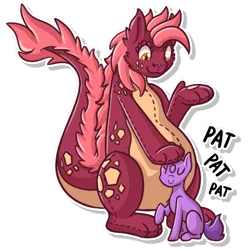 Size: 512x512 | Tagged: safe, artist:couchcrusader, deleted from derpibooru, derpibooru import, oc, oc:rux, unofficial characters only, dragon, original species, pony, anonymous, head pat, pat, plushie, telegram sticker, you