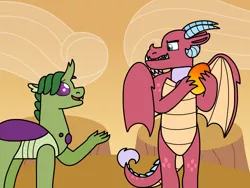 Size: 2048x1536 | Tagged: artist:kindheart525, derpibooru import, dragon, dragonling, egg, hybrid, interspecies offspring, kindverse, looking at each other, magical gay spawn, oc, oc:inferno, offspring, parent:garble, parent:spike, parents:thoraxspike, parent:thorax, safe, unofficial characters only