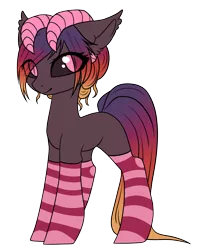 Size: 2176x2760 | Tagged: safe, artist:kxttponies, derpibooru import, oc, oc:vixen, earth pony, pony, clothes, female, horns, mare, simple background, socks, solo, striped socks, transparent background