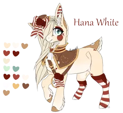 Size: 918x849 | Tagged: safe, artist:lunawolf28, derpibooru import, oc, oc:hana white, unofficial characters only, earth pony, pony, clothes, deer tail, female, flower, flower in hair, mare, reference sheet, simple background, socks, solo, striped socks, transparent background