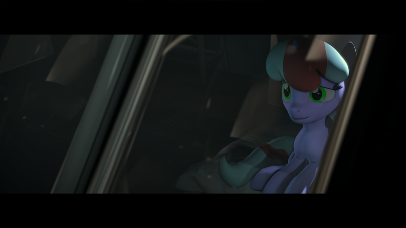 Size: 3265x1837 | Tagged: safe, artist:jollyoldcinema, derpibooru import, oc, oc:mintyswirl, pony, 3d, moonlight, sadness, solo, window