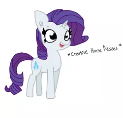 Size: 1504x1440 | Tagged: safe, artist:tjpones, color edit, colorist:nightshadowmlp, derpibooru import, edit, rarity, pony, unicorn, colored, creativity, cute, descriptive noise, female, horse noises, mare, open mouth, raribetes, simple background, smiling, solo, text, white background