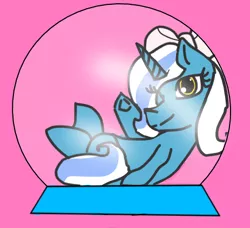 Size: 463x423 | Tagged: safe, artist:bellathewolf16, derpibooru import, oc, oc:fleurbelle, alicorn, pony, alicorn oc, bow, crystal ball, female, globe, hair bow, horn, inside, mare, one eye closed, one eye open, raised hoof, ribbon, sitting, wings, wink, yellow eyes