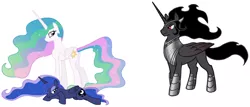 Size: 2086x890 | Tagged: safe, derpibooru import, king sombra, princess celestia, princess luna, alicorn, pony, alicornified, alternate universe, armor, bedroom eyes, bisexual, celestibra, celumbra, covered cutie mark, crown, cutie mark, ethereal mane, female, good king sombra, group sex, hidden cutie mark, hoof shoes, horn, implied celestibra, implied celumbra, implied lumbra, implied polyamory, implied shipping, incest, jewelry, king sombra gets all the mares, large wings, lesbian, long horn, looking at each other, looking back, lucky bastard, lumbra, lust, majestic, male, mane, mare, missing accessory, mysterious, nudity, ot3, peytral, polyamory, prone, race swap, regal, regalia, romance, royal sisters, royalty, secret, seduction, seductive, seductive look, seductive pose, serious, serious face, sex, shipping, smiling, sombracorn, stallion, starry mane, stoic, story included, straight, stripping, stupid sexy sombra, trio, undressed, when he smiles, wings