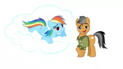 Size: 1608x898 | Tagged: safe, derpibooru import, edit, editor:proto29, quibble pants, rainbow dash, pegasus, pony, cloud, female, male, quibbledash, shipping, stallion, straight