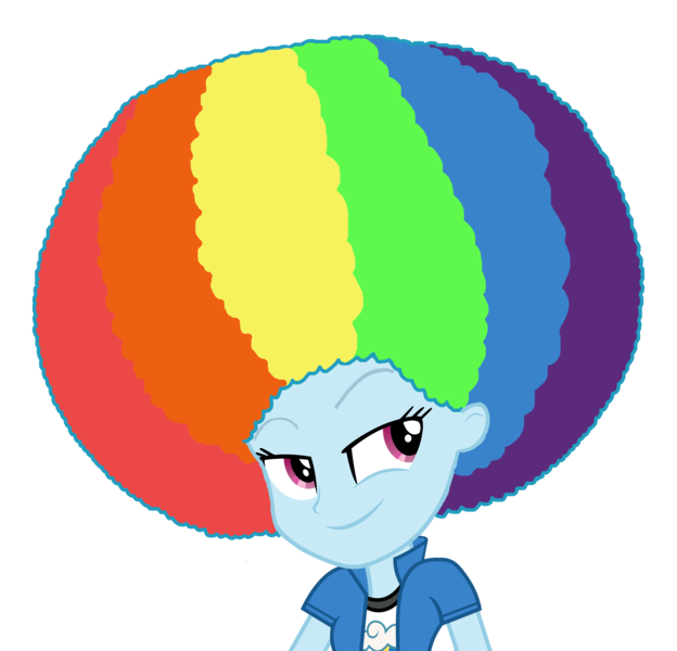 Size: 11452x11020 | Tagged: safe, artist:bigpurplemuppet99, artist:luckreza8, derpibooru import, rainbow dash, equestria girls, friendship games, absurd resolution, afro, alternate hairstyle, solo