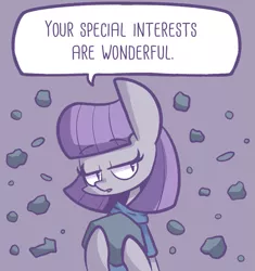 Size: 1185x1263 | Tagged: artist:typhwosion, autism, autistic maud, clothes, derpibooru import, food, maud pie, pie, positive ponies, rock, safe, simple background, soarin', speech bubble, text, that pony sure does love rocks