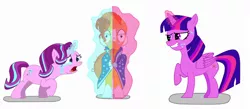 Size: 3684x1612 | Tagged: safe, artist:magicnova, derpibooru import, starlight glimmer, sunburst, twilight sparkle, twilight sparkle (alicorn), alicorn, pony, unicorn, awkward smile, blushing, crying, digital art, female, magic, magic aura, male, shipping, shrunken pupils, starburst, straight, sunburst gets all the mares, this will end in tears, this will not end well, tug of war, twiburst