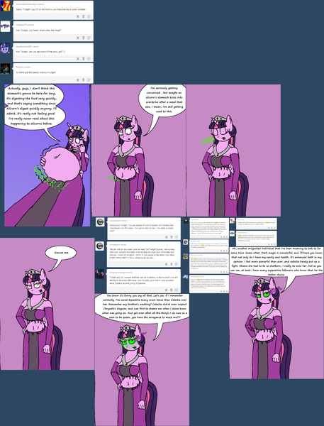 Size: 4386x5758 | Tagged: absurd resolution, alicorn, anthro, anthroquestria, artist:americananomaly, belly button, breast expansion, breasts, clothes, derpibooru import, growth, midriff, questionable, sombra eyes, torn clothes, twilight sparkle, twilight sparkle (alicorn)