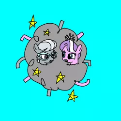 Size: 768x768 | Tagged: safe, artist:buckybo, derpibooru import, diamond tiara, silver spoon, earth pony, pony, angry, ball of violence, blue background, female, filly, glasses, simple background