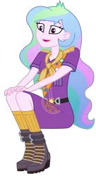 Size: 1084x1994 | Tagged: safe, artist:sketchmcreations, derpibooru import, edit, editor:slayerbvc, vector edit, princess celestia, equestria girls, legend of everfree, boots, camp everfree outfits, clothes, female, no makeup edit, principal celestia, shoes, solo, vector