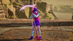 Size: 3840x2160 | Tagged: safe, derpibooru import, sci-twi, twilight sparkle, equestria girls, scythe, soul calibur, soul calibur vi, video game, weapon