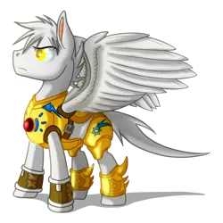Size: 900x900 | Tagged: safe, artist:hywther, derpibooru import, oc, unofficial characters only, pegasus, pony, armor, serious, serious face