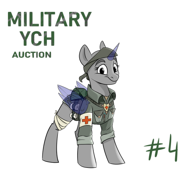 Size: 1500x1400 | Tagged: safe, artist:rutkotka, derpibooru import, pegasus, pony, unicorn, auction, bandage, bandana, clothes, combat medic, commission, female, mare, medic, military, nurse, red cross, smiling, uniform, your character here