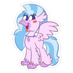 Size: 1500x1500 | Tagged: artist:amethystcutey, chibi, classical hippogriff, cute, derpibooru import, diastreamies, female, hippogriff, open mouth, part of a set, safe, silverstream, simple background, smiling, solo, transparent background