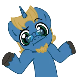 Size: 500x500 | Tagged: safe, artist:droakir, derpibooru import, oc, unofficial characters only, pony, unicorn, beard, colored hooves, facial hair, glasses, horn, male, shrug, shrugpony, simple background, solo, stallion, transparent background