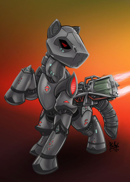 Size: 800x1120 | Tagged: safe, artist:droakir, derpibooru import, oc, unofficial characters only, pony, fallout equestria, armor, power armor, raised hoof, solo, soul jar