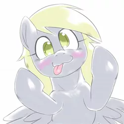 Size: 1536x1536 | Tagged: safe, artist:kurogewapony, derpibooru import, derpy hooves, pegasus, pony, cute, derp, derpabetes, female, mare, silly, silly face, silly pony, smiling, solo, tongue out