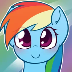 Size: 1000x1000 | Tagged: safe, artist:puetsua, derpibooru import, rainbow dash, pegasus, pony, avatar, blushing, bust, cute, dashabetes, female, looking at you, mare, portrait, smiling, solo