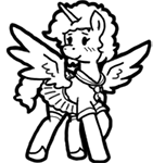 Size: 141x150 | Tagged: safe, artist:crazyperson, derpibooru import, alicorn, pony, fallout equestria, fallout equestria: commonwealth, artificial alicorn, black and white, blue alicorn (fo:e), fanfic art, grayscale, monochrome, picture for breezies, sailor moon, simple background, spread wings, transparent background, wings