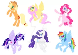 Size: 800x570 | Tagged: safe, artist:zaphy1415926, derpibooru import, applejack, fluttershy, pinkie pie, rainbow dash, rarity, twilight sparkle, twilight sparkle (alicorn), alicorn, earth pony, pegasus, pony, unicorn, cowboy hat, cutie mark, deviantart watermark, female, hat, looking at you, mane six, mare, narrowed eyes, obtrusive watermark, open mouth, simple background, sticker, sticker set, watermark, white background