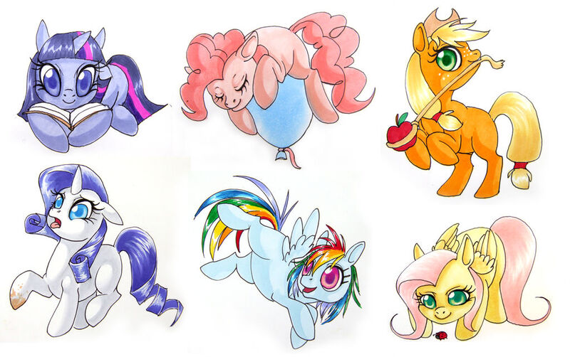 Size: 1024x643 | Tagged: safe, artist:zaphy1415926, derpibooru import, applejack, fluttershy, pinkie pie, rainbow dash, rarity, twilight sparkle, earth pony, insect, ladybug, pegasus, pony, unicorn, apple, balloon, book, cute, dirty, eyes closed, female, filly, floating, floppy ears, food, freckles, lasso, mane six, muddy hooves, obligatory apple, rope, simple background, then watch her balloons lift her up to the sky, white background