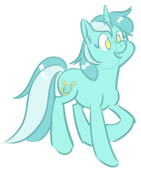 Size: 1026x1242 | Tagged: safe, artist:zaphy1415926, derpibooru import, lyra heartstrings, pony, unicorn, cutie mark, female, mare, open mouth, raised hoof, simple background, smiling, solo, white background