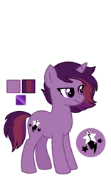 Size: 707x1131 | Tagged: safe, artist:sandwichbuns, derpibooru import, oc, oc:black magic, pony, magical lesbian spawn, next generation, offspring, parent:tempest shadow, parent:twilight sparkle, parents:tempestlight