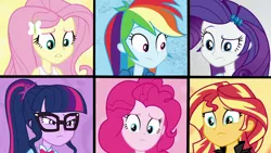 Size: 1920x1080 | Tagged: safe, derpibooru import, screencap, fluttershy, pinkie pie, rainbow dash, rarity, sci-twi, sunset shimmer, twilight sparkle, eqg summertime shorts, equestria girls, get the show on the road