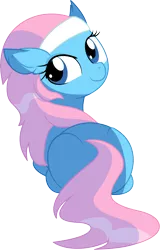 Size: 4793x7510 | Tagged: safe, artist:aureai-sketches, artist:cyanlightning, derpibooru import, lotus blossom, earth pony, pony, .svg available, absurd resolution, back, cute, ear fluff, female, headband, looking back, mare, ponyloaf, prone, simple background, sitting, solo, transparent background, vector