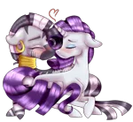 Size: 3493x3217 | Tagged: safe, artist:articfoxdraws, derpibooru import, rarity, zecora, pony, unicorn, zebra, blushing, cute, ear piercing, earring, eyes closed, eyeshadow, female, heart, hooves, interspecies, jewelry, lesbian, makeup, mare, neck rings, nuzzling, piercing, raribetes, raricora, shipping, simple background, transparent background, zecorable
