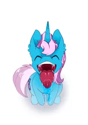 Size: 2475x3500 | Tagged: safe, artist:arctic-fox, derpibooru import, oc, oc:gyro tech, pony, unicorn, drool, human teeth, licking, male, mawshot, open mouth, tongue out