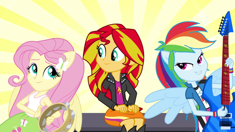 Size: 1920x1080 | Tagged: safe, derpibooru import, screencap, fluttershy, rainbow dash, sunset shimmer, equestria girls, rainbow rocks, cute, lidded eyes, ponied up