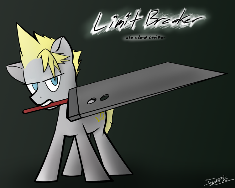 Size: 1500x1200 | Tagged: safe, artist:icywindthepony, derpibooru import, ponified, pony, cloud strife, crossover, final fantasy, final fantasy vii, solo